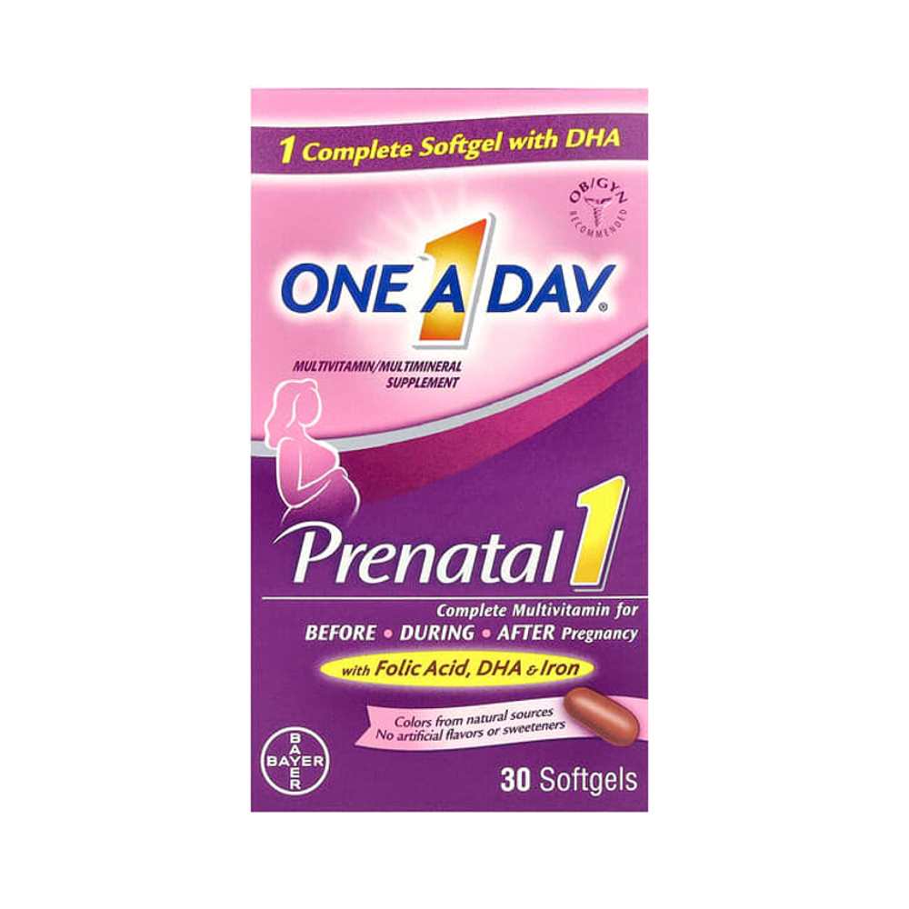 One-A-Day, Prenatal 1 with Folic Acid, DHA &amp; Iron, Multivitamin 30 softgels