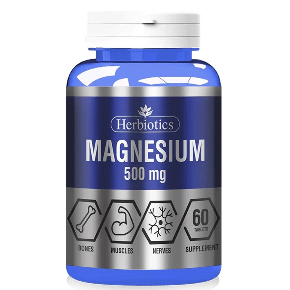 Herbiotics Magnesium 500mg – Bone, Muscle &amp; Nerve Support 60 Tablets