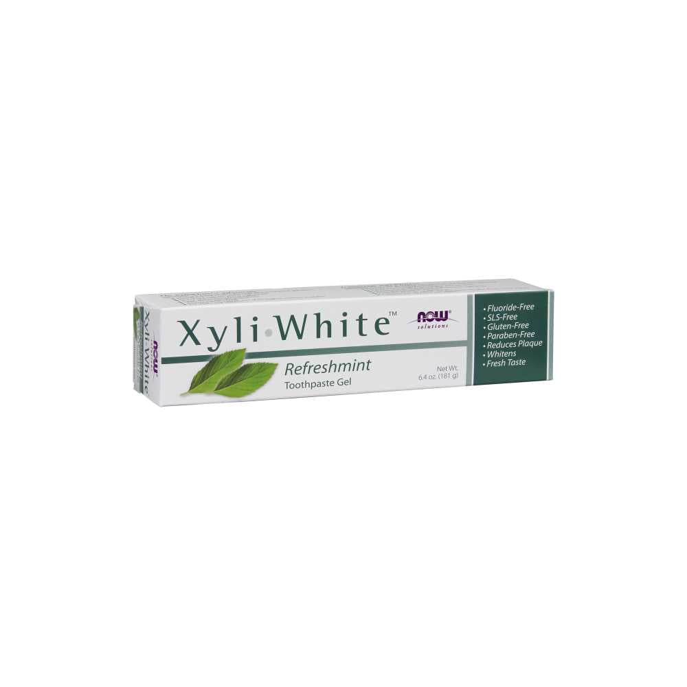 Now Foods Xyli White™ Refreshmint Toothpaste Gel – Fluoride-Free with Xylitol &amp; Peppermint Oil – Whitening Toothpaste – 181 G