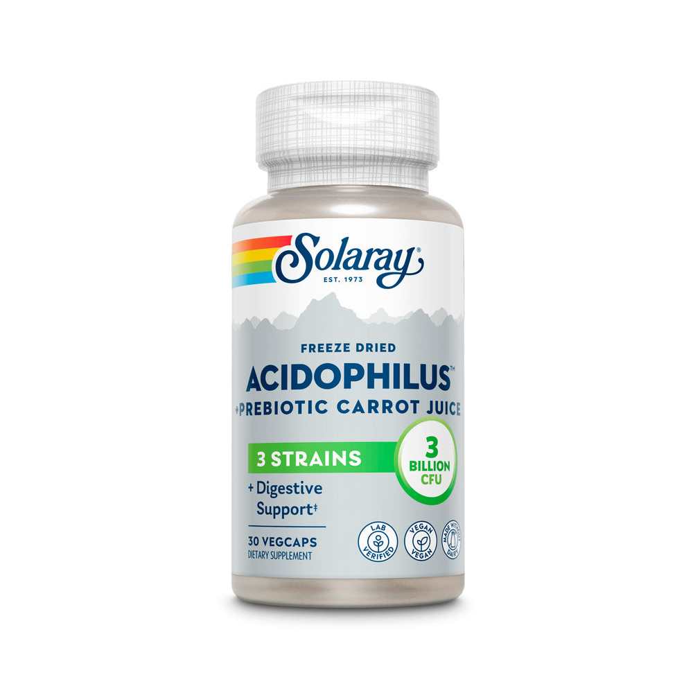 Solaray Acidophilus 3 Strain Probiotic &amp; Prebiotic Carrot Juice 30 Caps