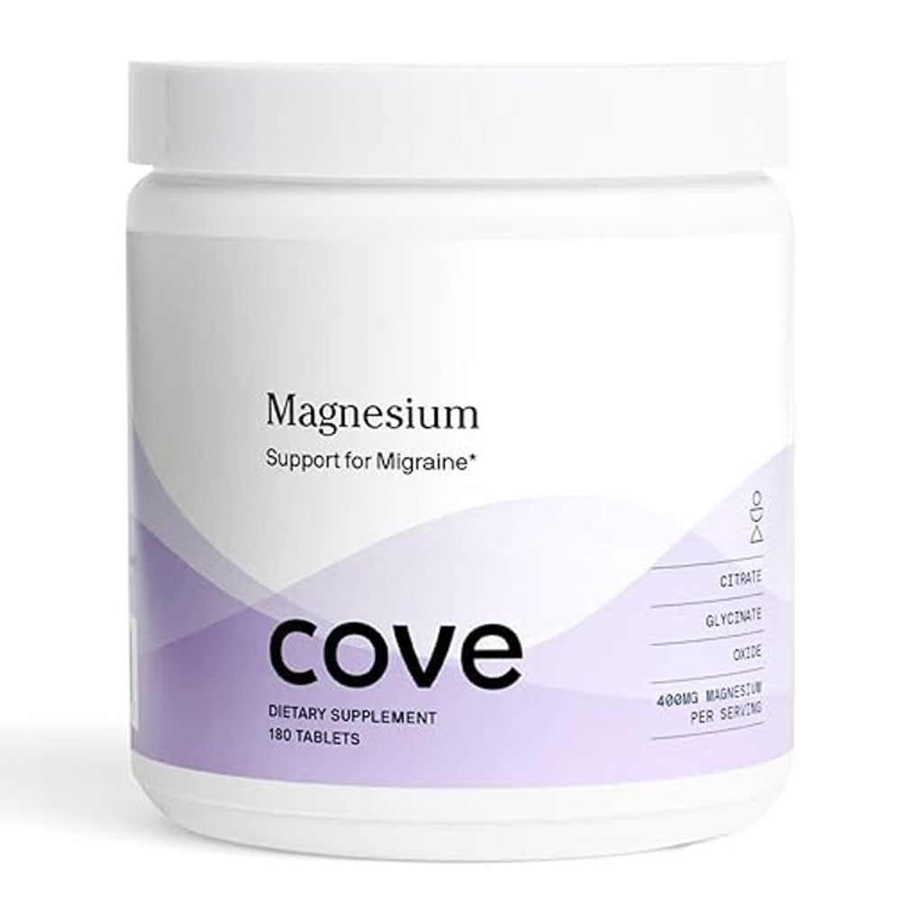 Cove Magnesium Support – Migraine Relief &amp; Wellness Supplement (180 Tablets)