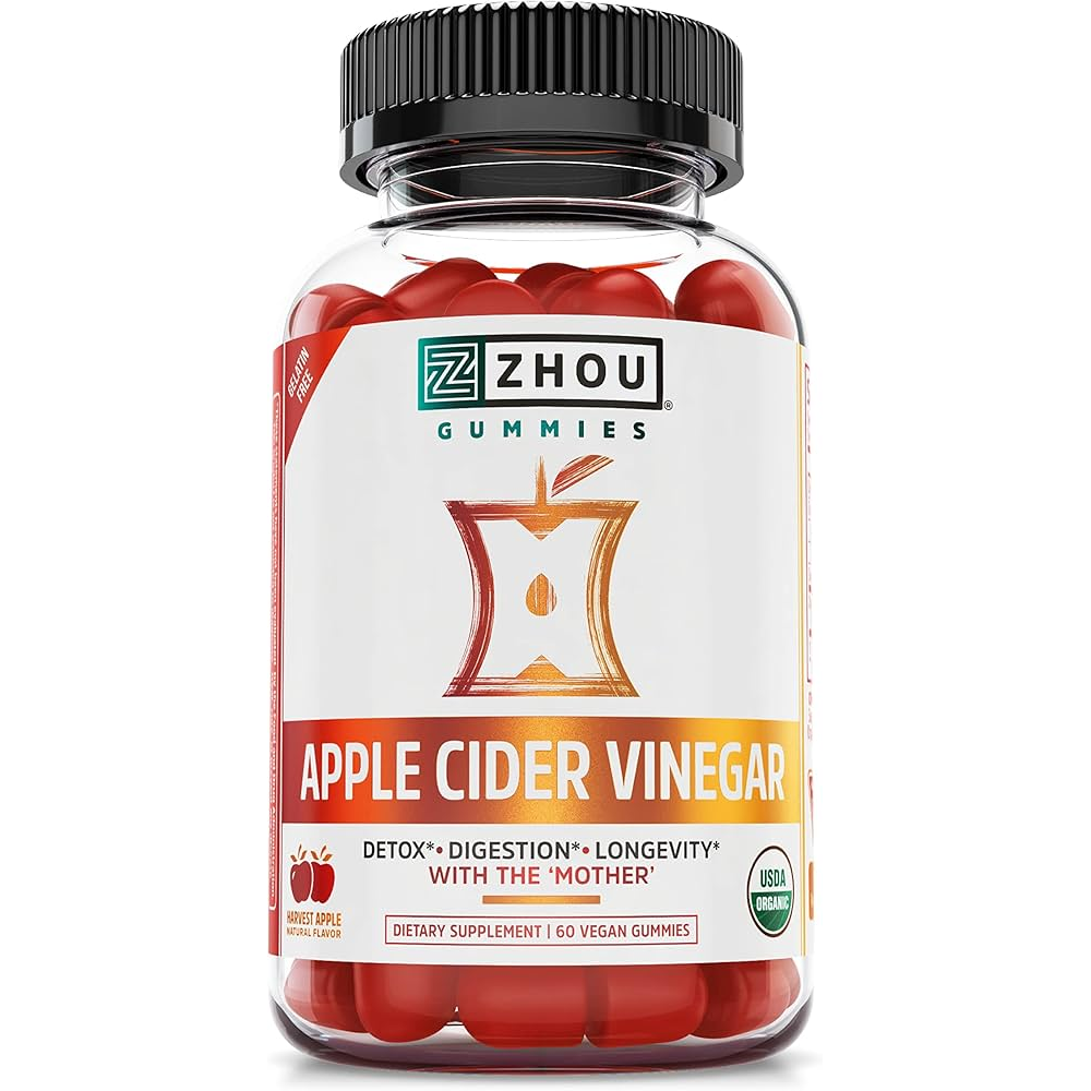 Zhou Apple Cider Vinegar Gummies – Detox, Digestion &amp; Longevity with The Mother | Vegan &amp; Gelatin-Free
