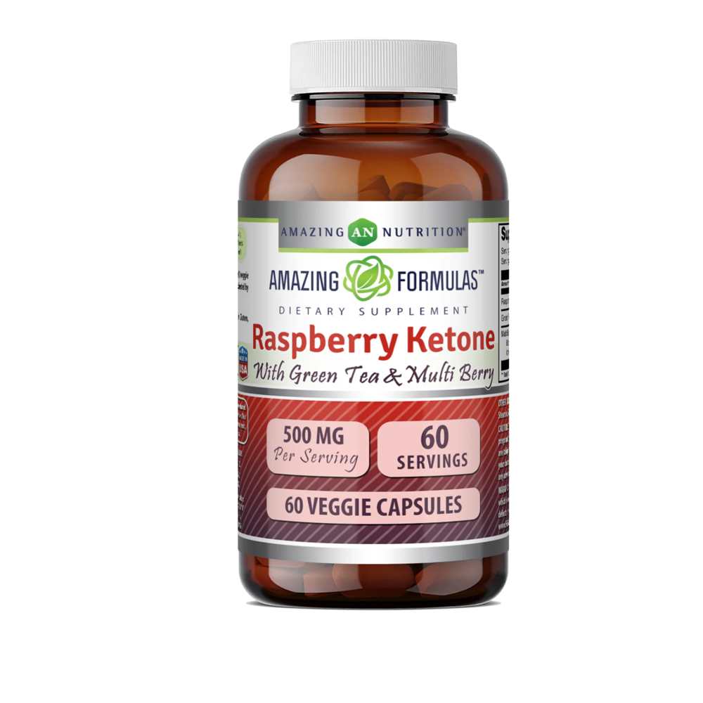 Amazing Formulas Raspberry Ketone with Green Tea &amp; Multi-Berry 500 Mg 60 Veggie Capsules