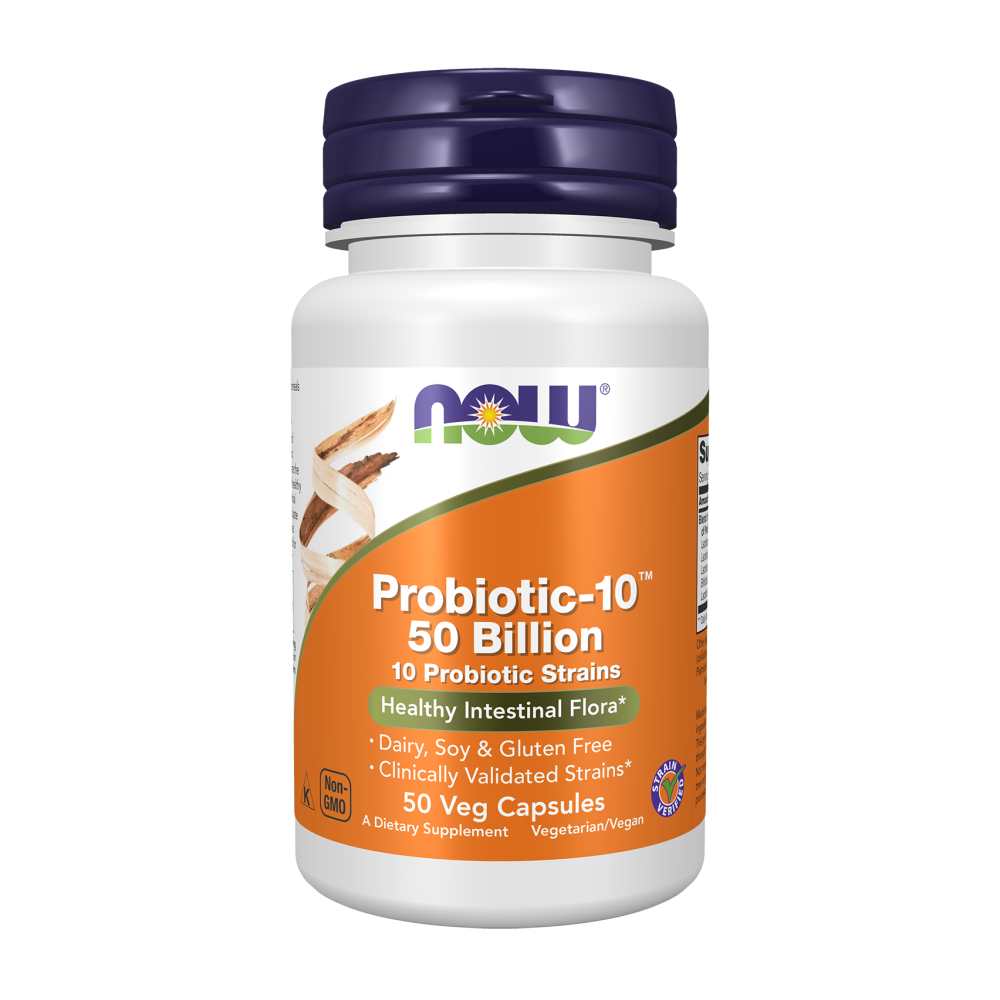 Now Foods Probiotic-10 50 Billion – 10 Clinically Validated Strains for Digestive &amp; Immune Support – 50 Veg Capsules