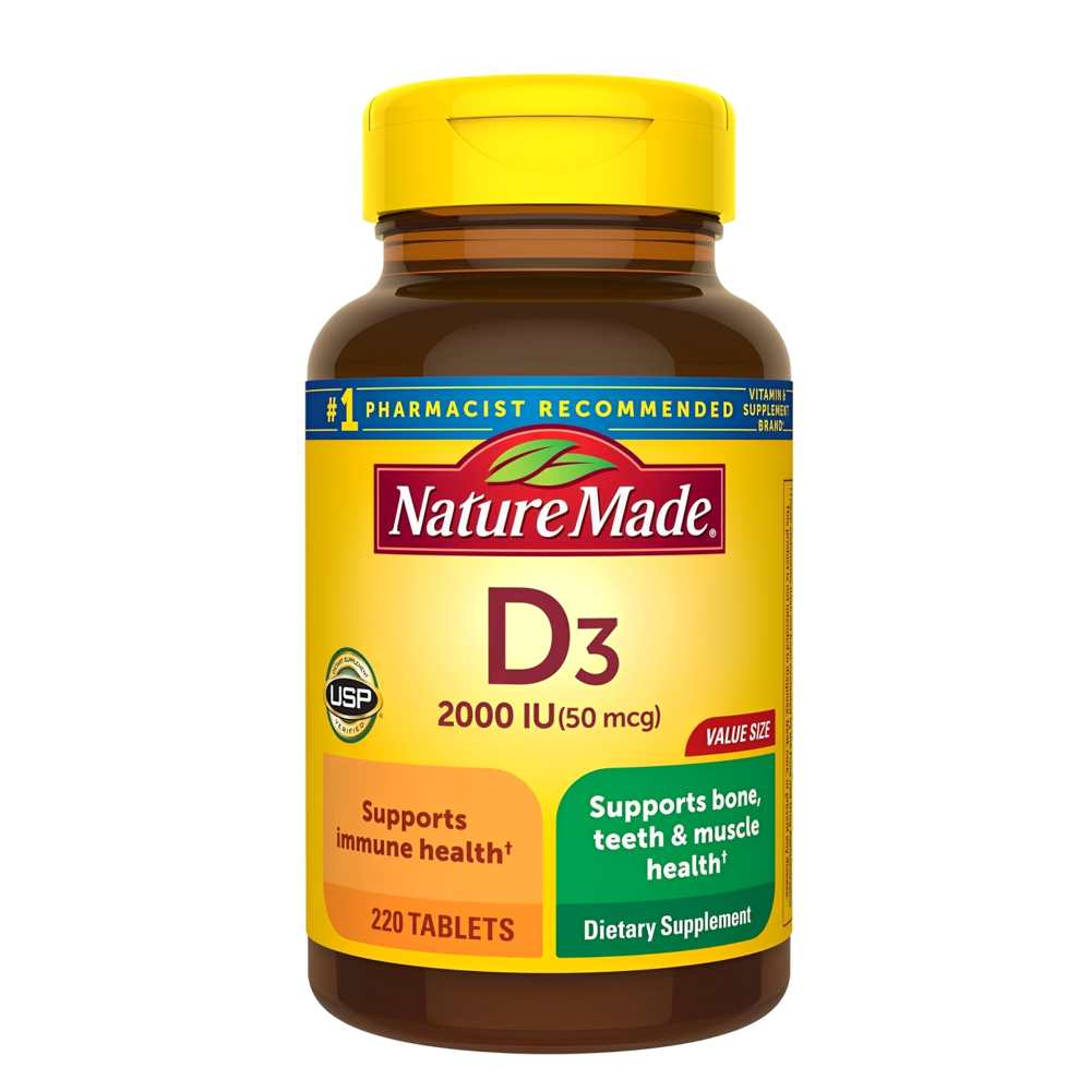 Nature Made Vitamin D – Supports Immune, Bone, Teeth &amp; Muscle Health – 220 Tablets