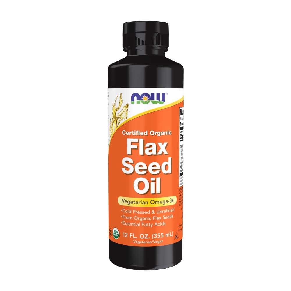 Now Foods Certified Organic Flax Seed Oil – Cold-Pressed &amp; Unrefined Omega-3 Source – 12 Fl Oz (355 M L)