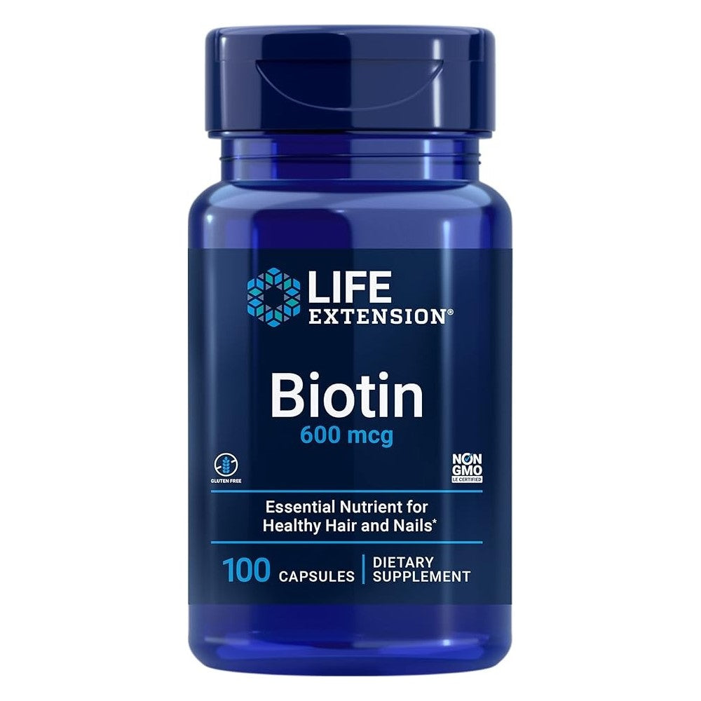 Life Extension Biotin 600 mcg – Essential Nutrient for Healthy Hair &amp; Nails Dietary Supplement | 100 Capsules