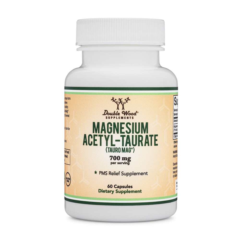 Double Wood Magnesium Acetyl-Taurate – Tauro Mag® Pms &amp; Mood Support | 60 Capsules