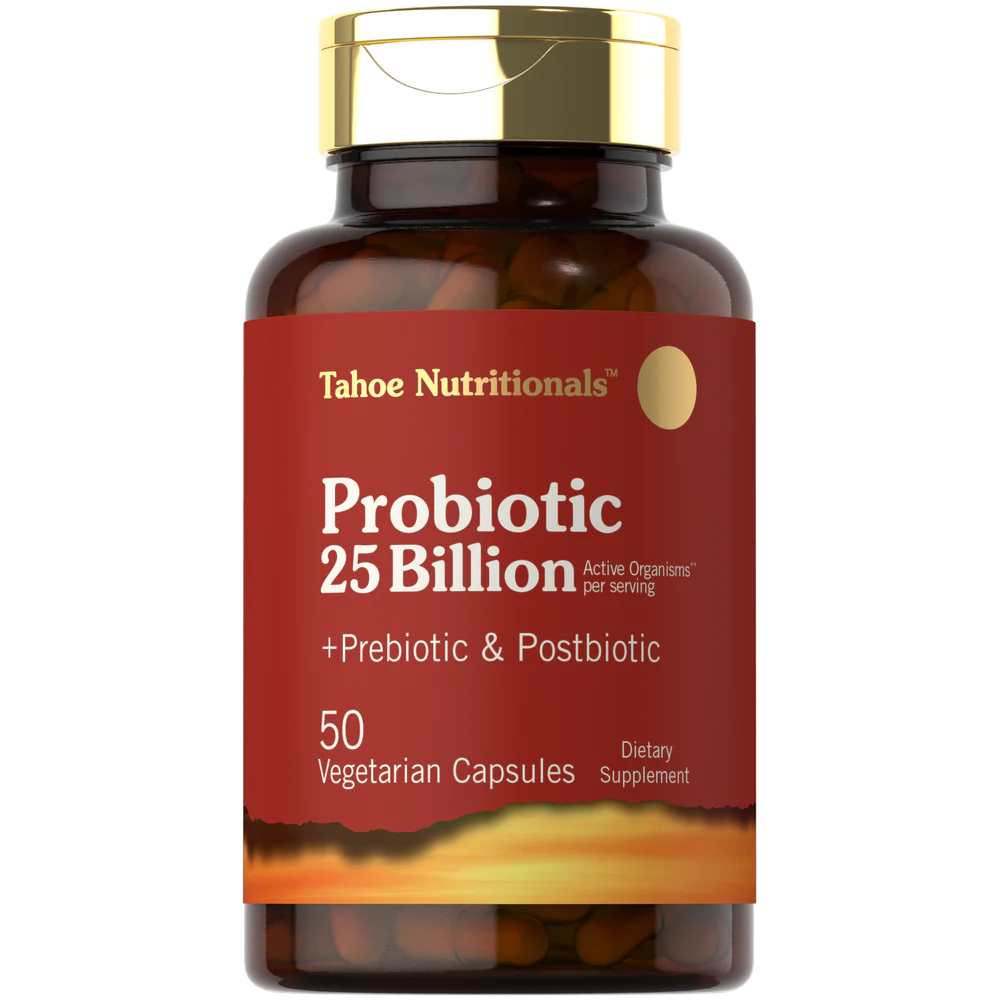 Tahoe Nutritionals Prebiotic, Probiotic &amp; Postbiotic 25 Billion CFU per serving 50 Capsules