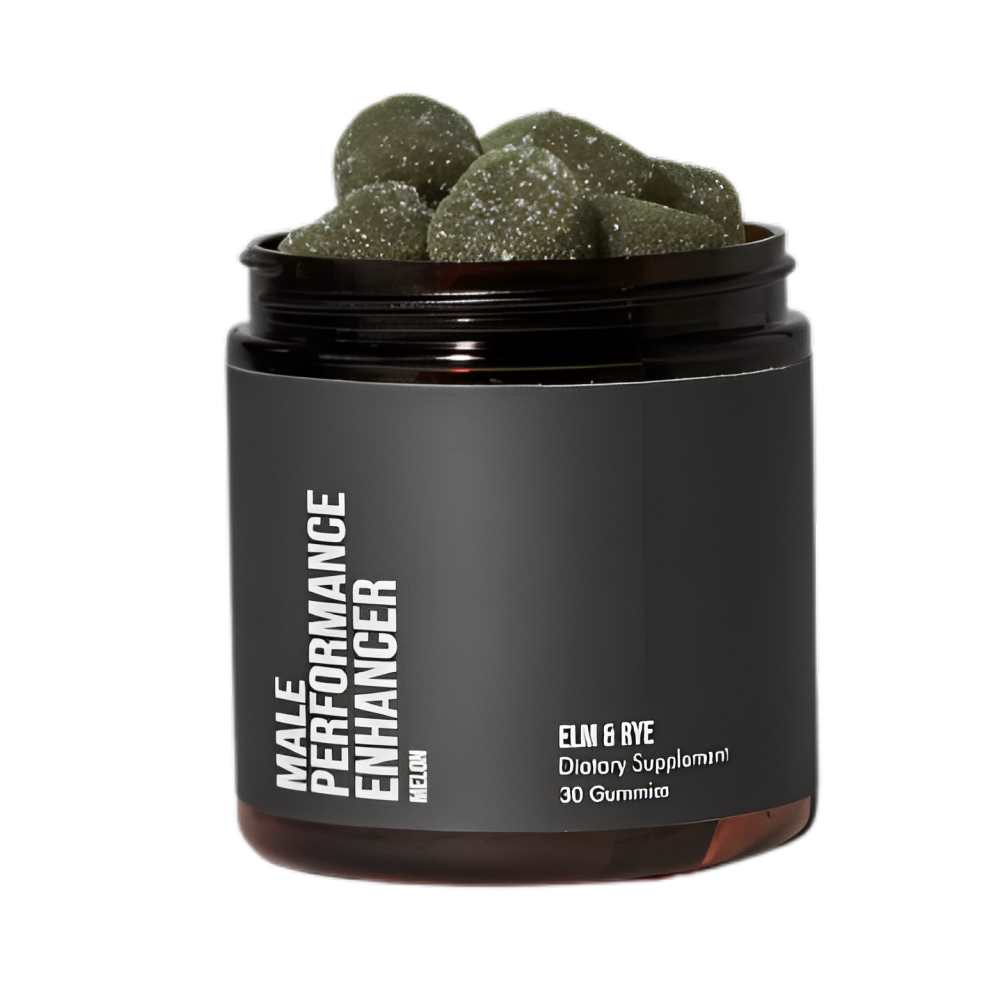 Elm &amp; Rye Male Performance Enhancer Gummies Melon Flavor | Dietary Supplement | 30 Gummies | Boost Libido &amp; Vitality in Men