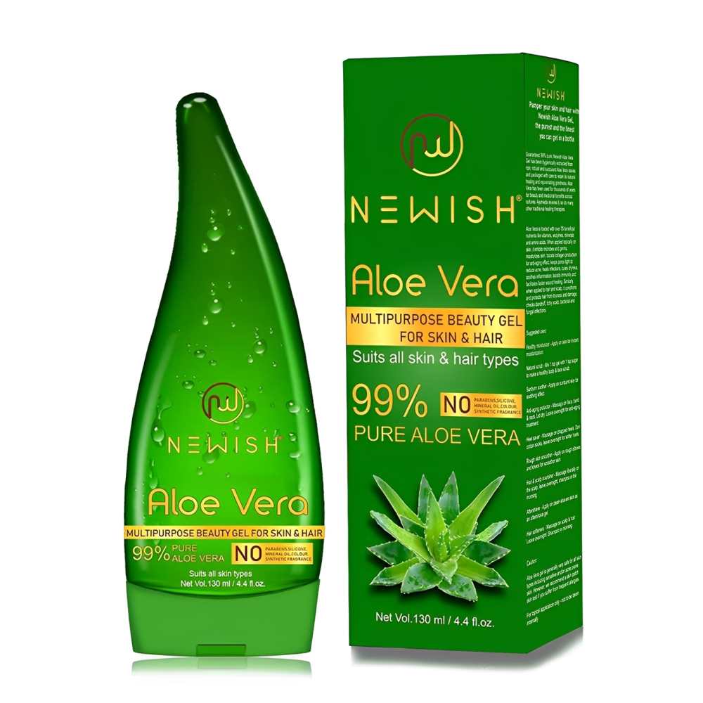 Newish Aloe Vera Gel – 99% Pure, Multipurpose Beauty Gel for Skin &amp; Hair (130ml)