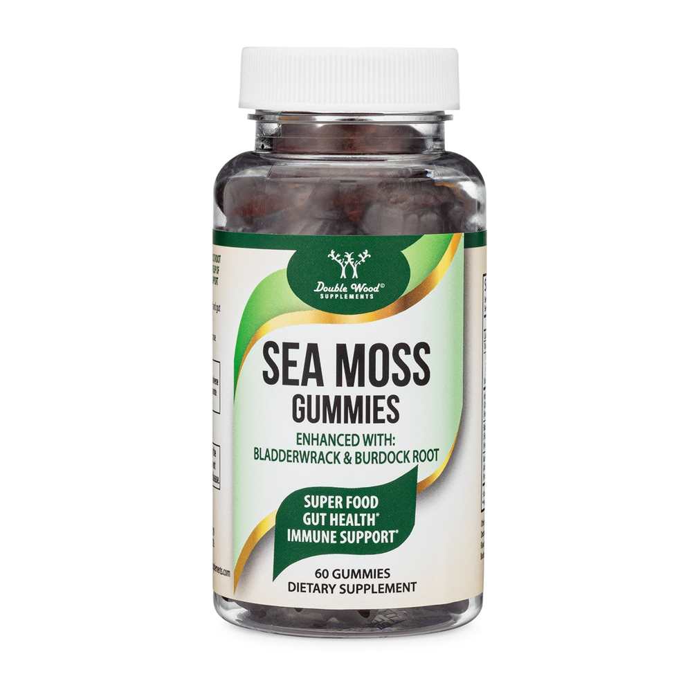 Double Wood Sea Moss Gummies – Superfood Blend with Bladderwrack &amp; Burdock Root | 60 Count