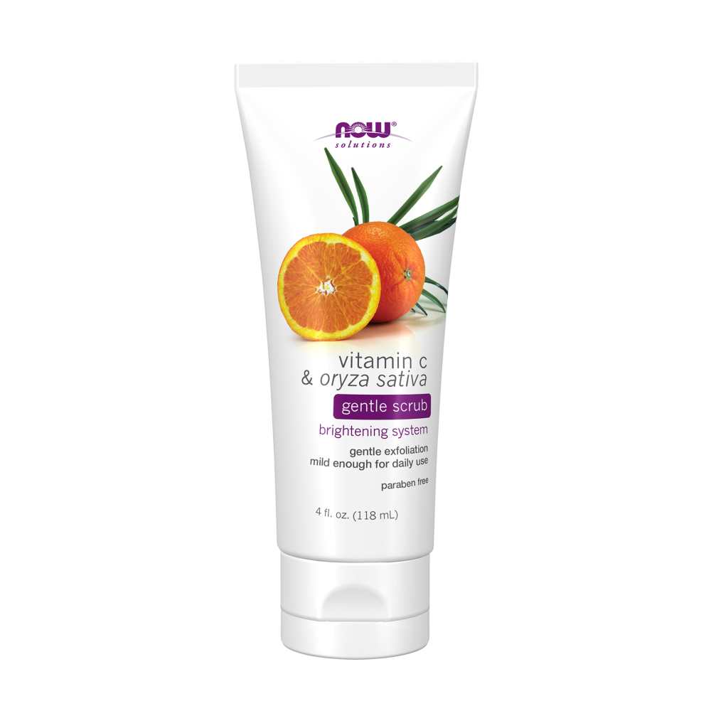 Now Foods Vitamin C &amp; Oryza Sativa Gentle Scrub – Brightening System – Daily Mild Exfoliation – 4.1 Fl Oz (118 M L)