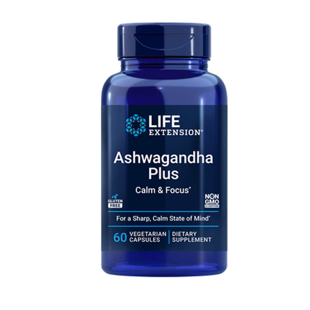 Life Extension Ashwagandha Plus Calm &amp; Focus – 60 Vegetarian Capsules
