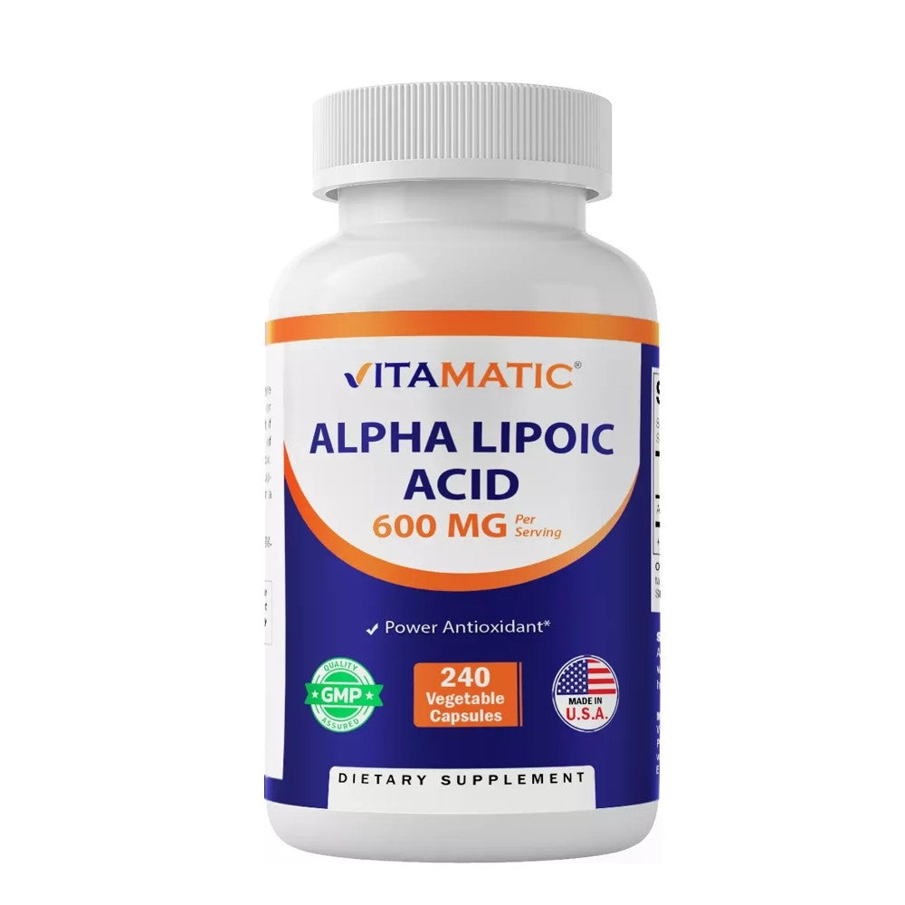 Vitamatic Alpha Lipoic Acid 600mg - Antioxidant Supplement 240 Veg Capsules - Quality Ala for Energy, Nerve &amp; Skin Health