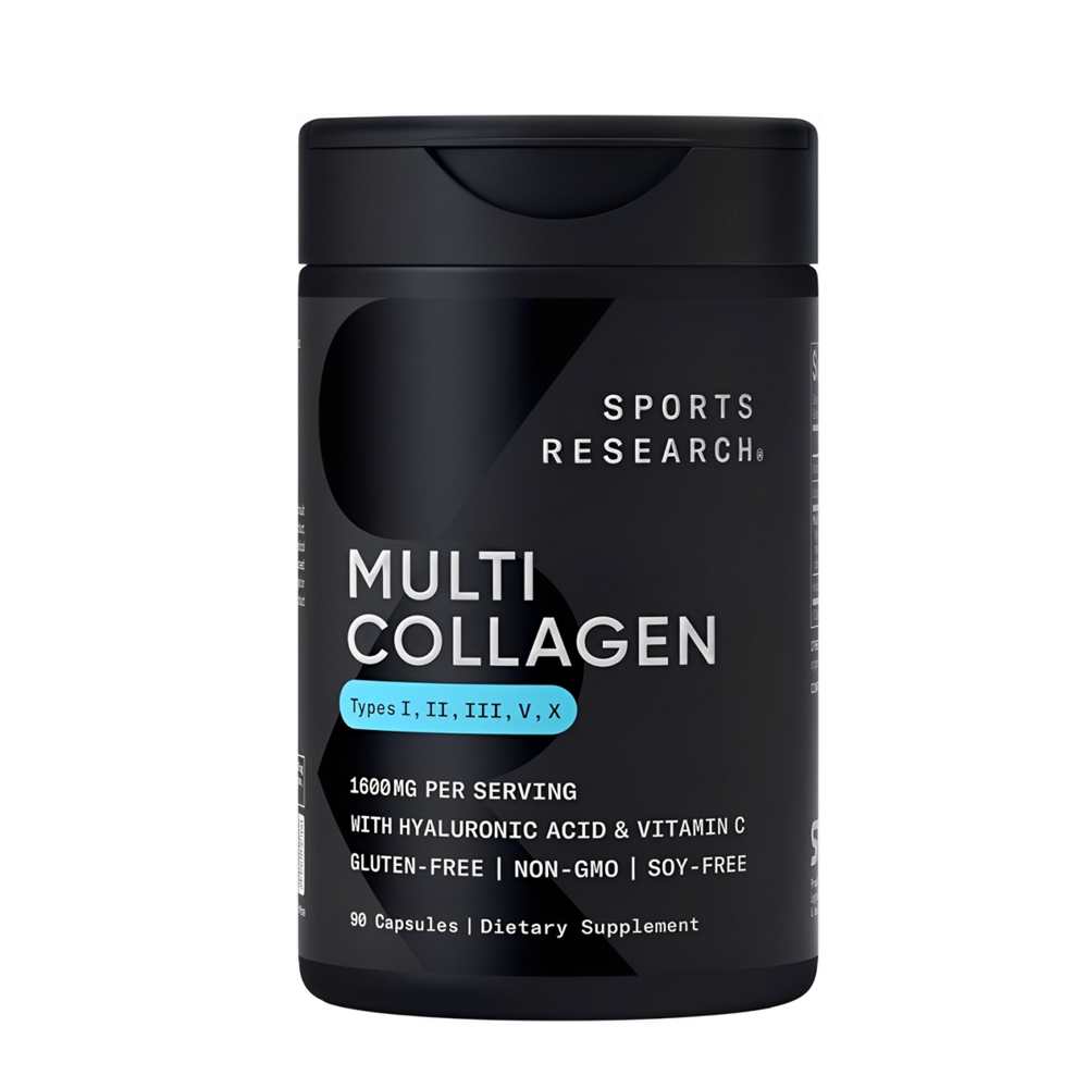 Sports Research Multi Collagen – 1600mg with Hyaluronic Acid &amp; Vitamin C, 90 Capsules