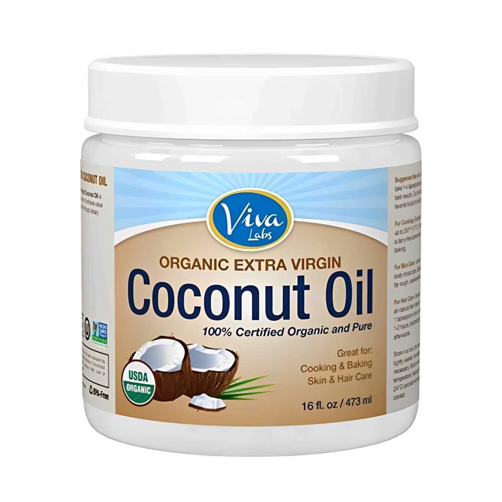 Viva Organic Extra Virgin Coconut Oil – 100% Organic for Cooking, Baking, Skin &amp; Hair Care (16 Fl. Oz / 473 Ml)