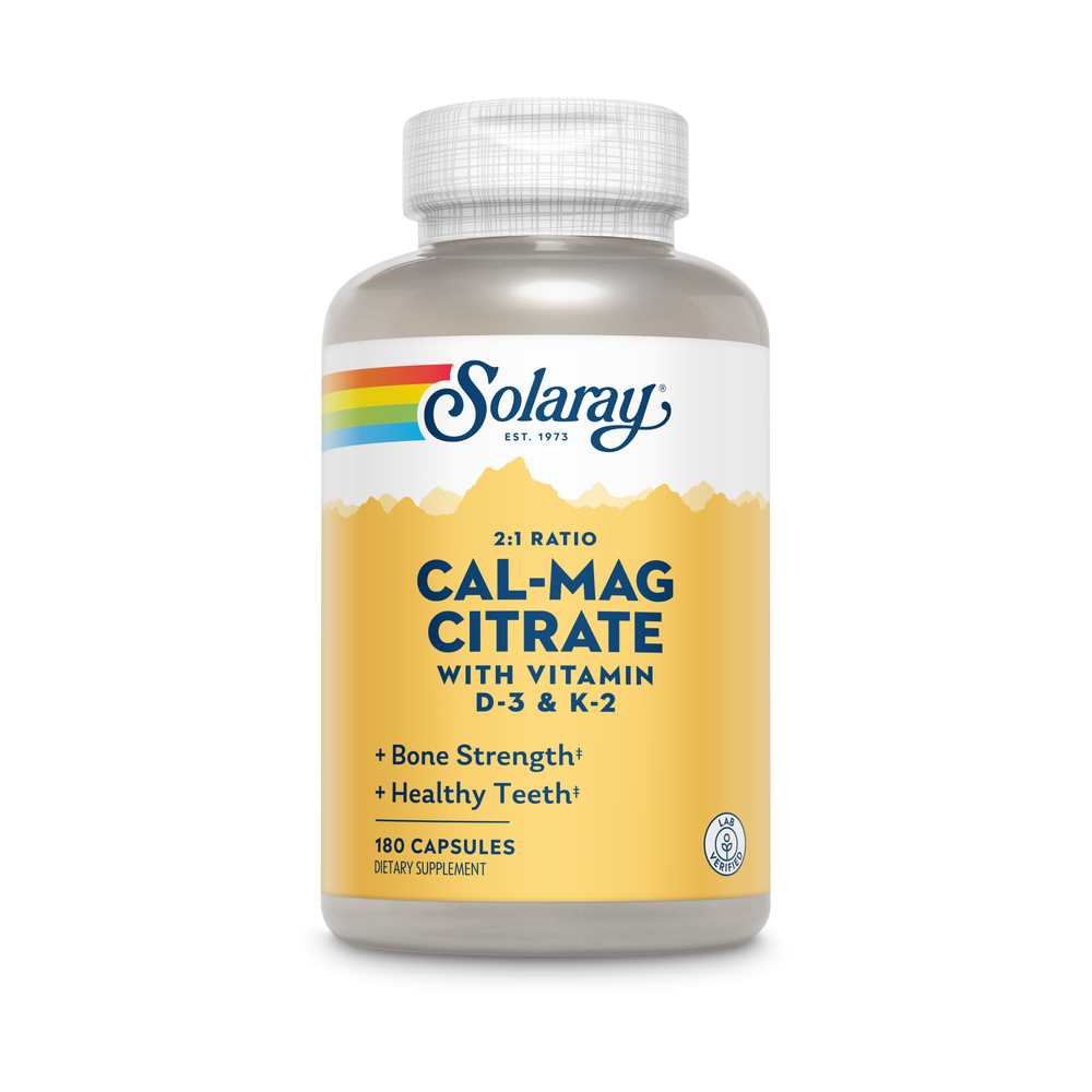 Solaray Cal-Mag Citrate W/d-3 &amp; K-2, 2:1 Ratio 180 Caps