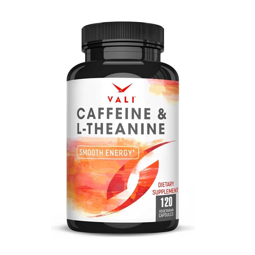 Vali Caffeine &amp; L-Theanine – Smooth Energy &amp; Focus, 120 Vegetarian Capsules