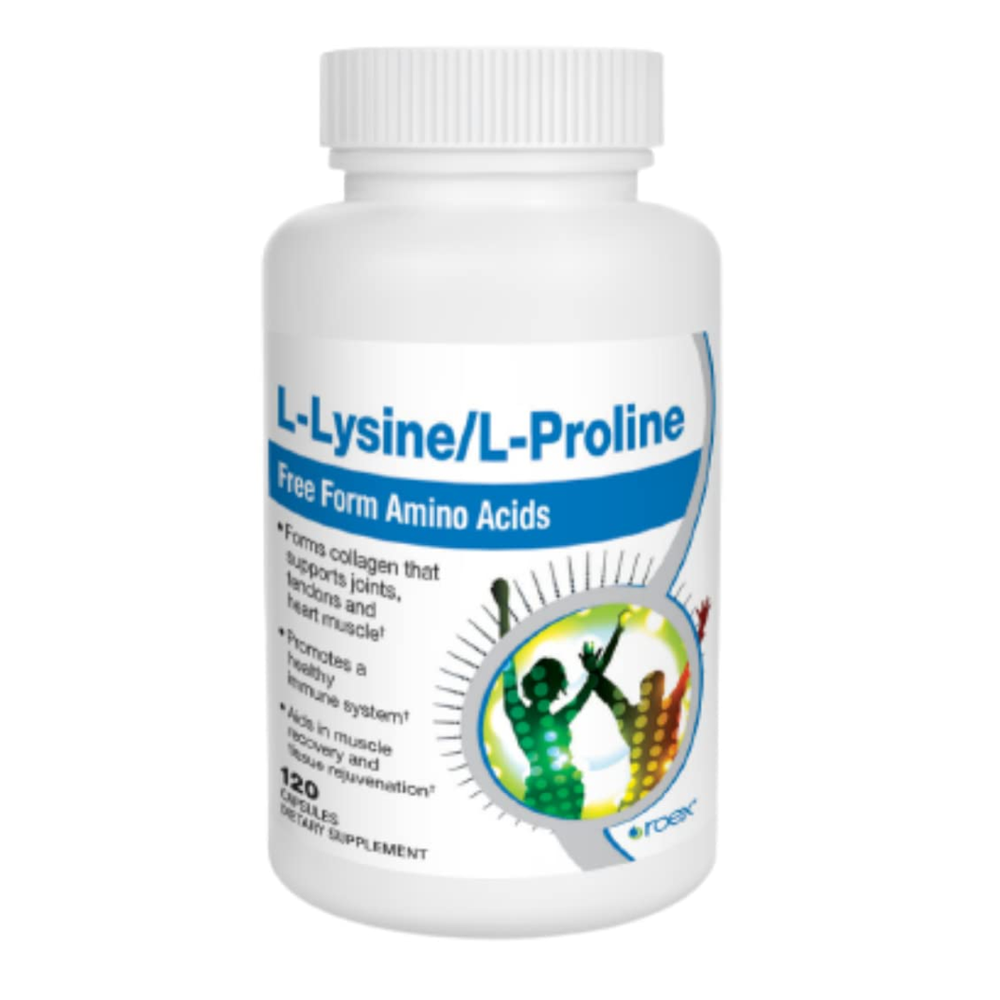 L-Lysine &amp; L-Proline Amino Acids - Collagen Support &amp; Muscle Recovery - 120 Capsules