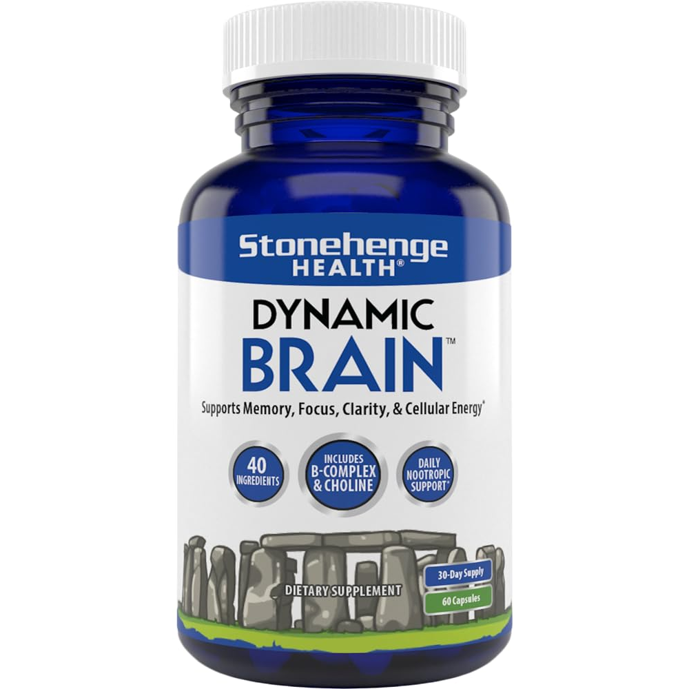 Stonehenge Health Dynamic Brain - Nootropic Supplement with B-Complex, Choline &amp; 40 Ingredients for Memory, Focus &amp; Clarity - 60 Capsules