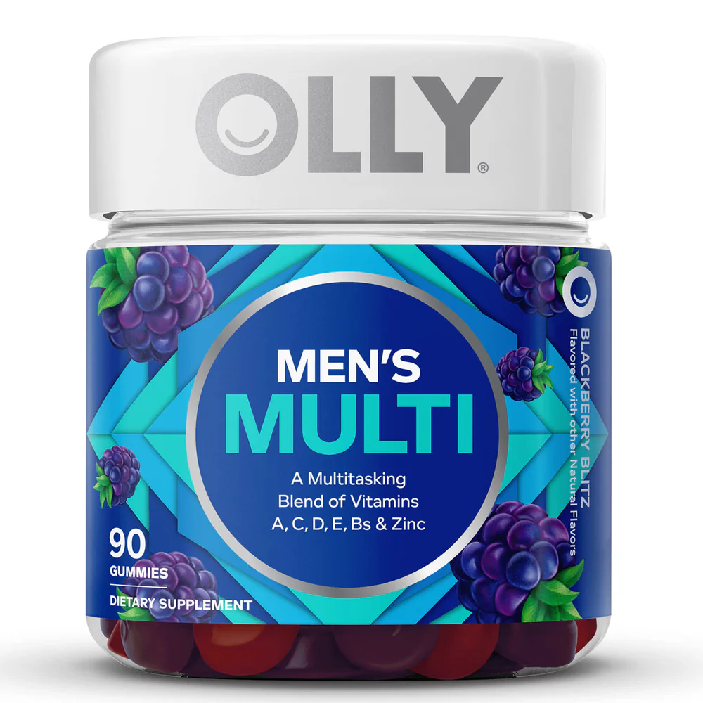 OLLY Men’s Multi Gummies - 90 Count | Multivitamin with A, C, D, E, B Vitamins &amp; Zinc | Blackberry Blitz Flavor