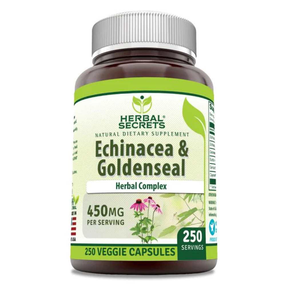 Herbal Secrets Echinacea &amp; Goldenseal Root 450 Mg 250 Veggie Capsules