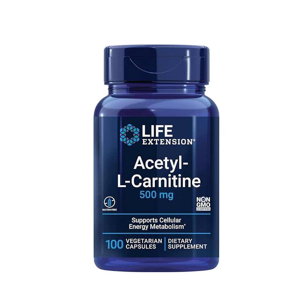 LIFE EXTENSION Acetyl-L-Carnitine 500mg – Supports Cellular Energy &amp; Metabolism | 100 Vegetarian Capsules