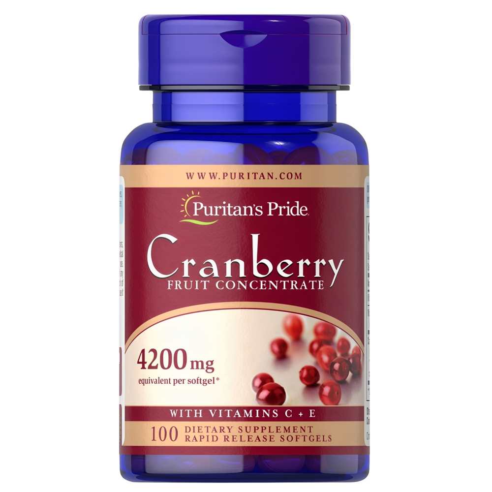 Puritan's Pride Cranberry Fruit Concentrate 4200mg with Vitamin C &amp; E – 100 Rapid Release Softgels