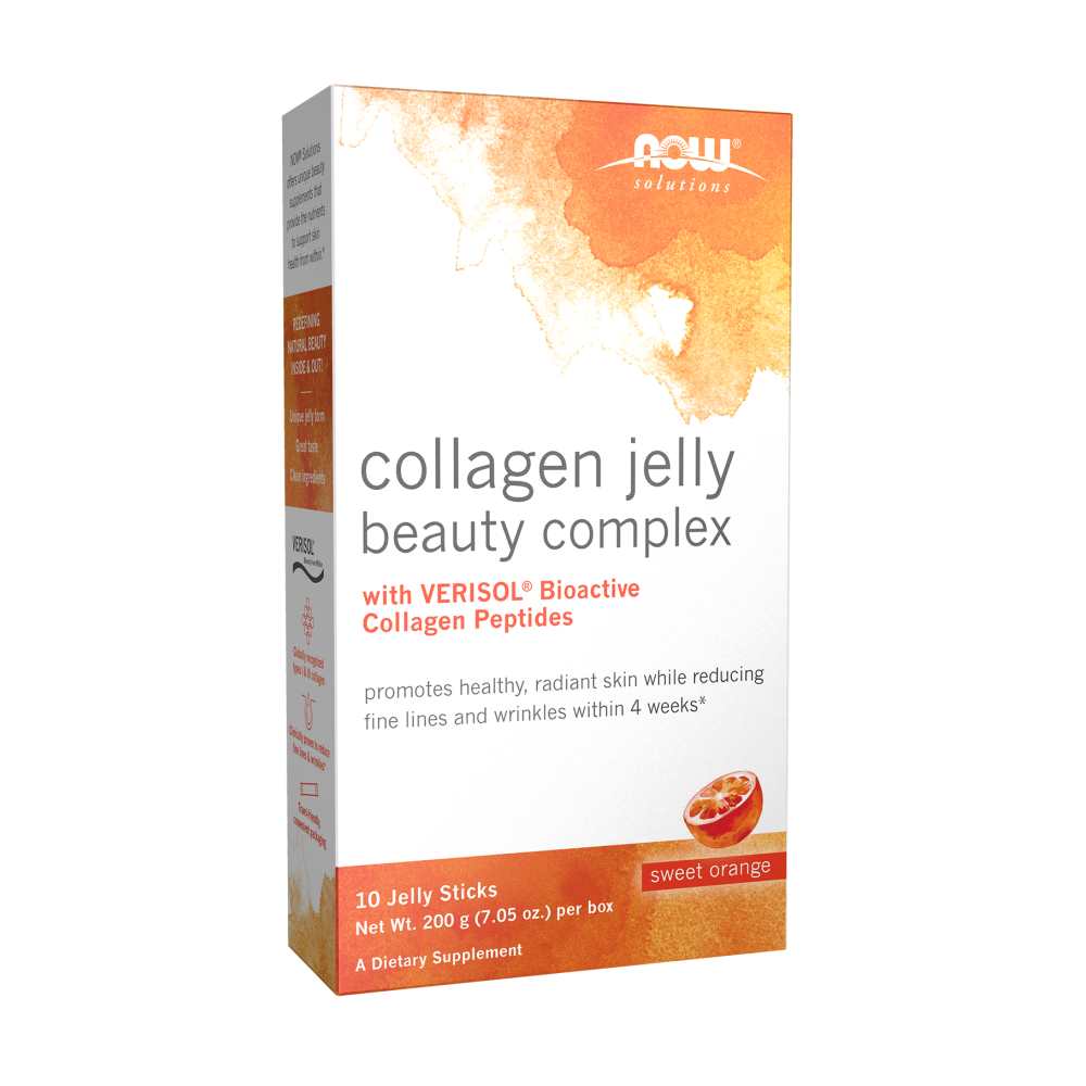 Now Foods Collagen Jelly Beauty Complex – with Verisol® Bioactive Collagen Peptides – Radiant Skin &amp; Wrinkle Reduction – 10 Jelly Sticks – 200 G (7.05 Oz.