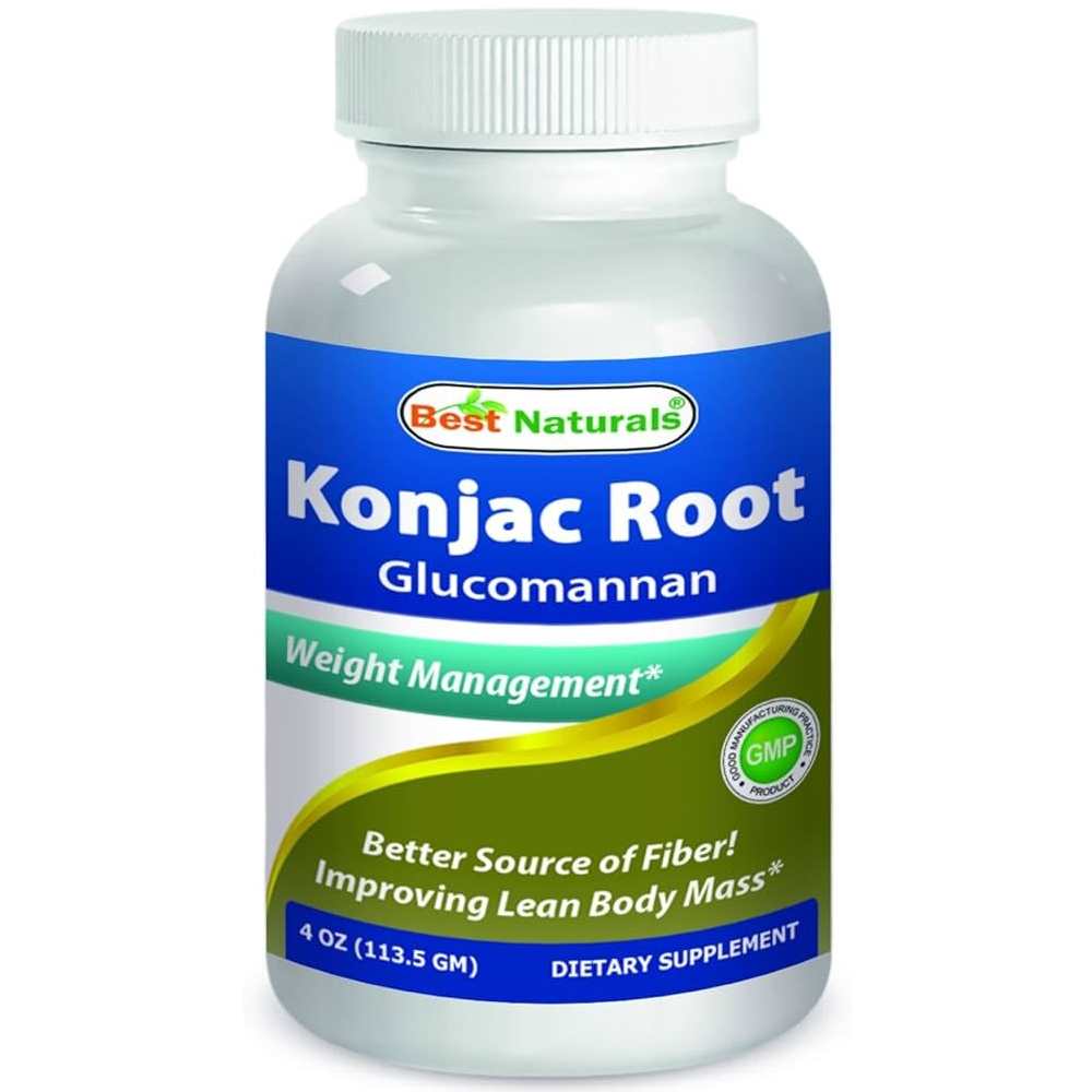 Best Naturals Konjac Root Glucomannan Powder – 4oz (113.5g) | Weight Management &amp; Fiber Support | Gmp Certified