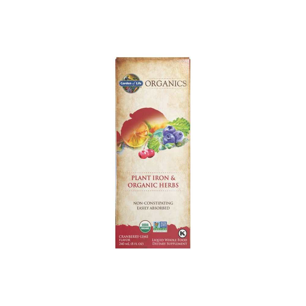 Garden of Life Organics Plant Iron &amp; Organic Herbs Cranberry Lime 8 Fl Oz (240ml) Liquid