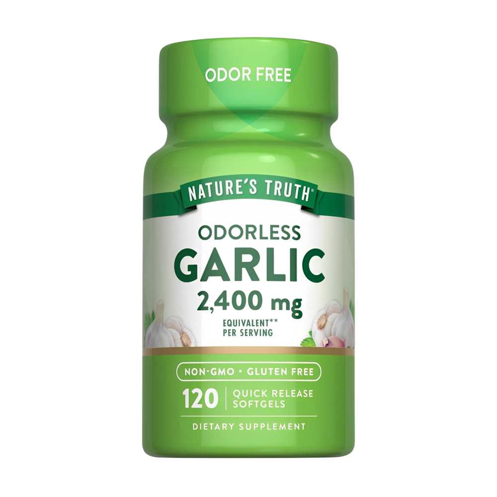 Nature's Truth Odorless Garlic 2400 Mg, Non-Gmo, Gluten-Free, 120 Quick Release Softgels – Supports Heart Health &amp; Immune Function