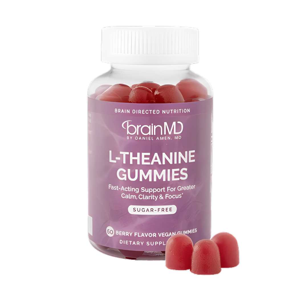 Brain MD L-Theanine Gummies – Fast-Acting Calm, Clarity &amp; Focus Support, Sugar-Free, 60 Count