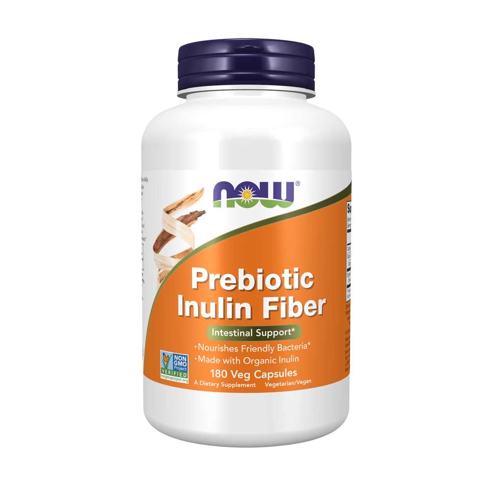 Now Foods Prebiotic Inulin Fiber – Intestinal &amp; Digestive Support – 180 Veg Capsules