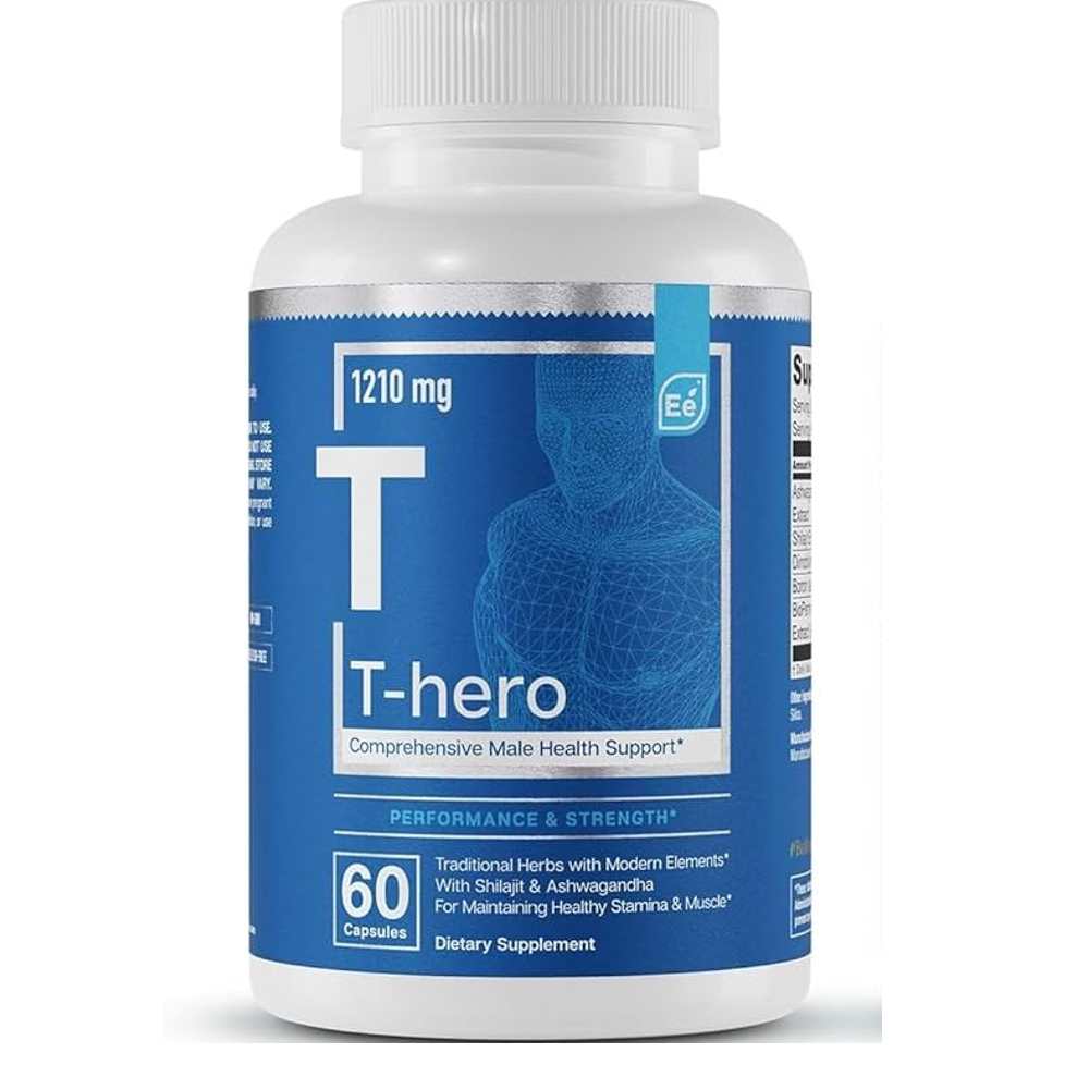 T-Hero T 1210mg – Comprehensive Male Health Support – Performance &amp; Strength – 60 Capsules