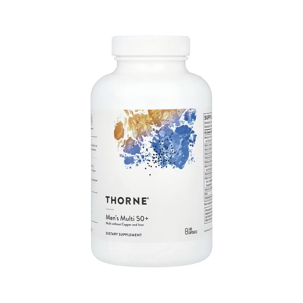 Thorne Men's Multi 50+ - 180 Capsules | Daily Multivitamin for Men Over 50 | Without Copper &amp; Iron
