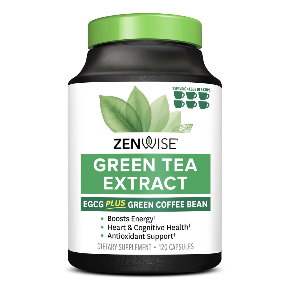 Zenwise Green Tea Extract with EGCG &amp; Vitamin C - Antioxidant &amp; Immune Support Supplement