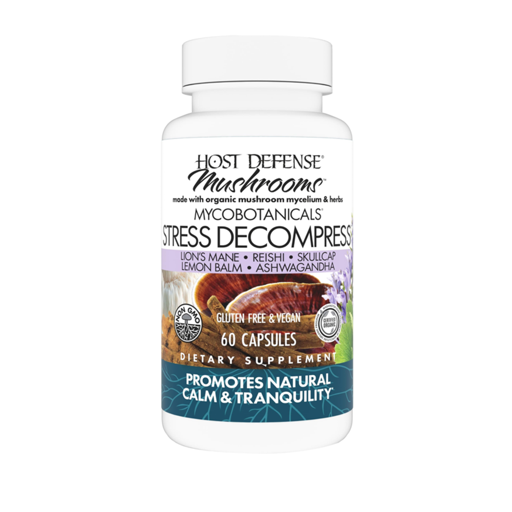 Host Defense Mushrooms Stress Decompress – Natural Calm &amp; Tranquility Support | 60 Capsules