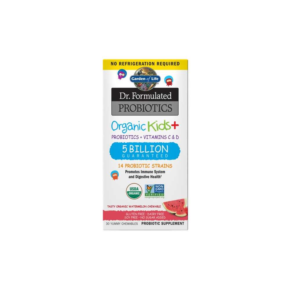 Garden of Life Dr. Formulated Probiotics Organic Kids+ Shelf-Stable Watermelon 30 Chewables