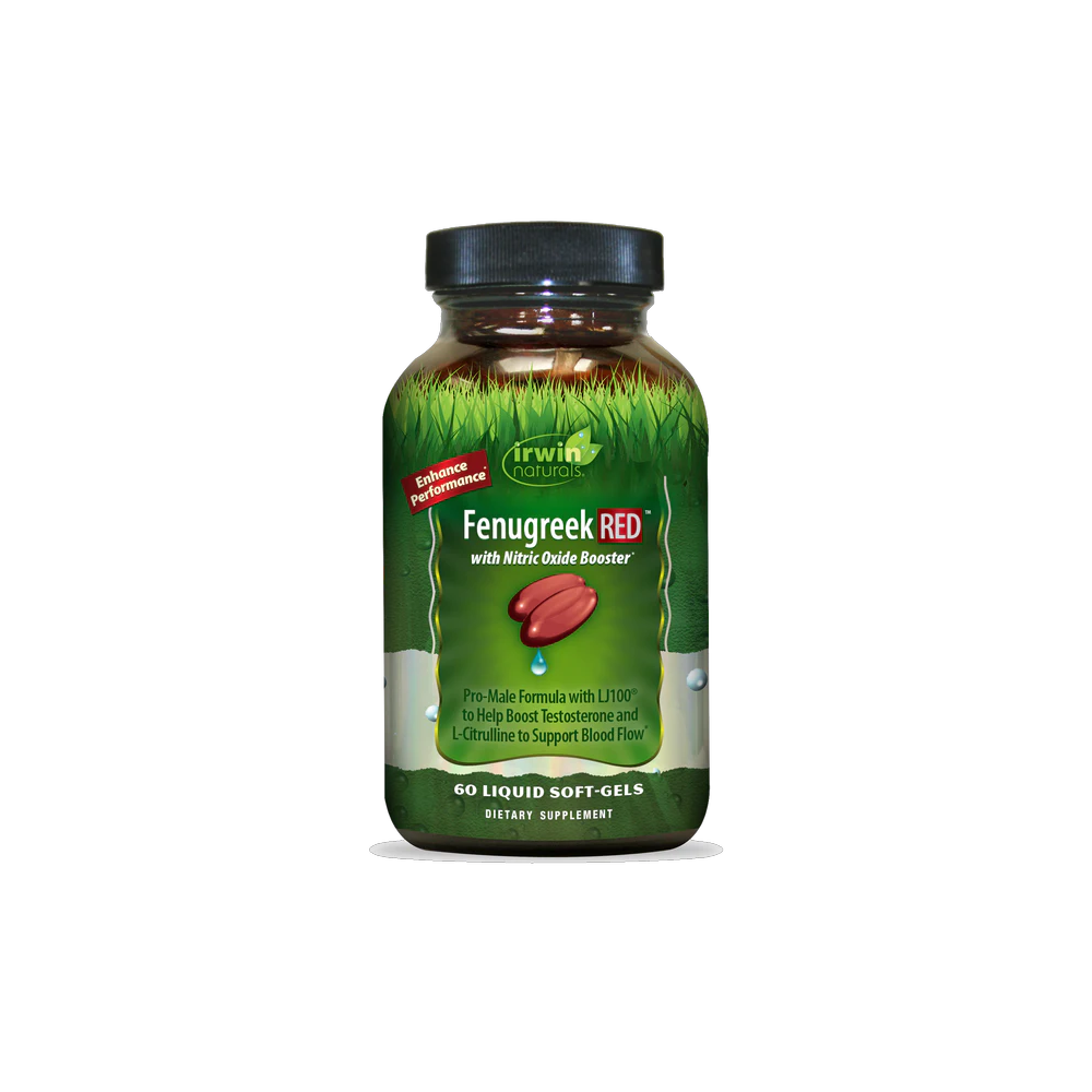 Irwin Naturals Fenugreek RED with LJ100 &amp; L-Citrulline – Boosts Testosterone &amp; Blood Flow | 60 Softgels