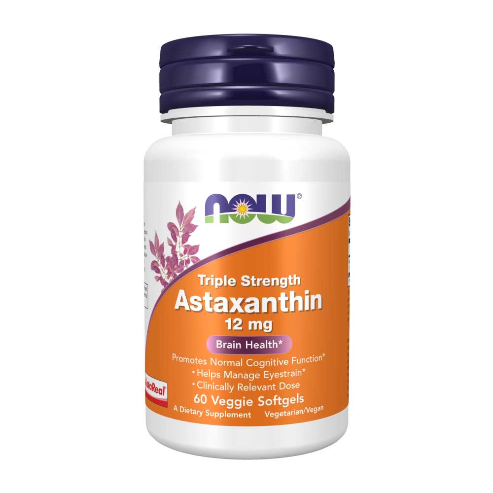 Now Foods Triple Strength Astaxanthin 12 Mg – Brain &amp; Eye Health Support – Clinically Relevant Dose – 60 Veggie Softgels