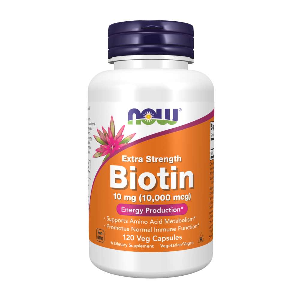 Now Foods Extra Strength Biotin 10,000 Mcg (10 Mg) – Energy &amp; Metabolism Support – 120 Veg Capsules