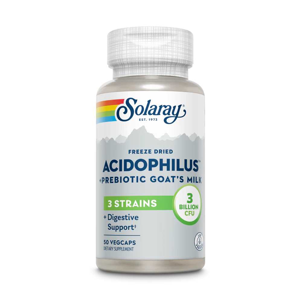 Solaray Acidophilus 3 Strain Probiotic &amp; Prebiotic Goat's Milk 50 Caps