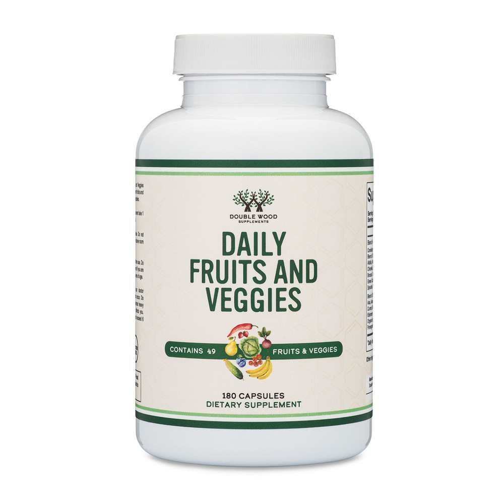 Double Wood Daily Fruits &amp; Veggies – 49 Superfood Blend Capsules | 180