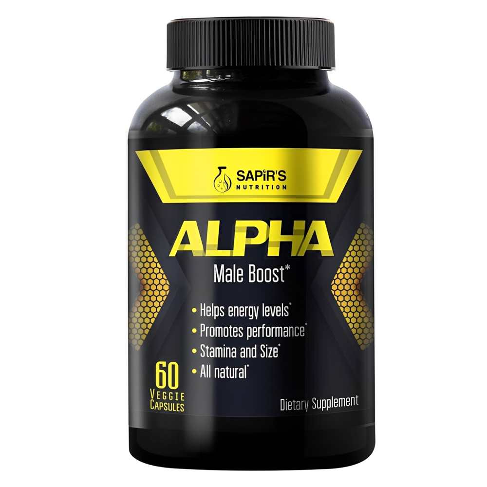 Sapir's Nutrition Alpha Male Boost – Energy, Performance, Stamina, &amp; Size, All-Natural, 60 Veggie Capsules
