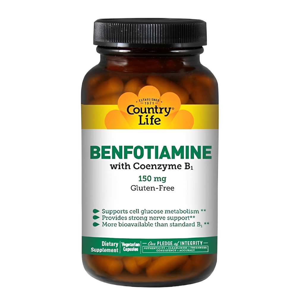 Country Life Benfotiamine with Coenzyme B1 – 150mg – Supports Glucose Metabolism &amp; Nerve Health Capsules