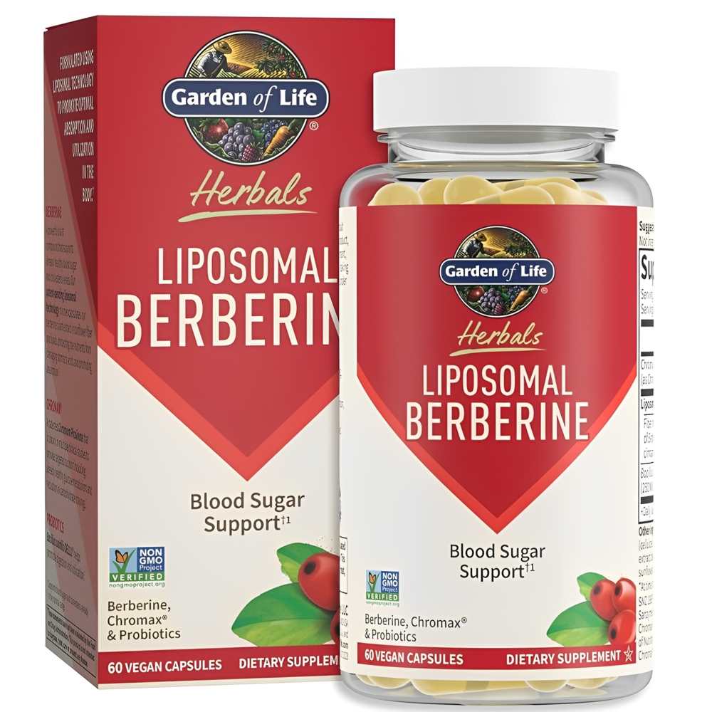 Garden of Life Liposomal Berberine – Blood Sugar Support with Chromax &amp; Probiotics – 60 Vegan Capsules
