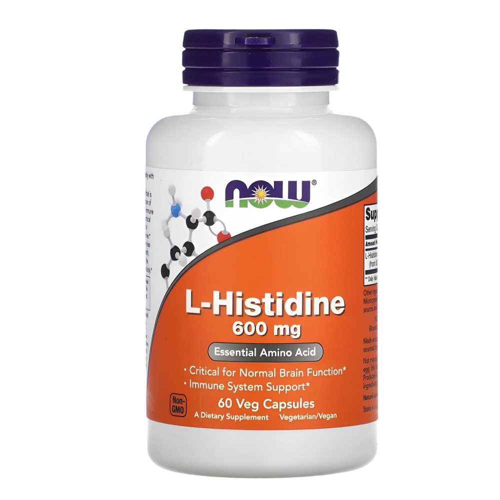 Now Foods L-Histidine 600mg – Essential Amino Acid for Brain &amp; Immune Support (60 Veg Capsules)