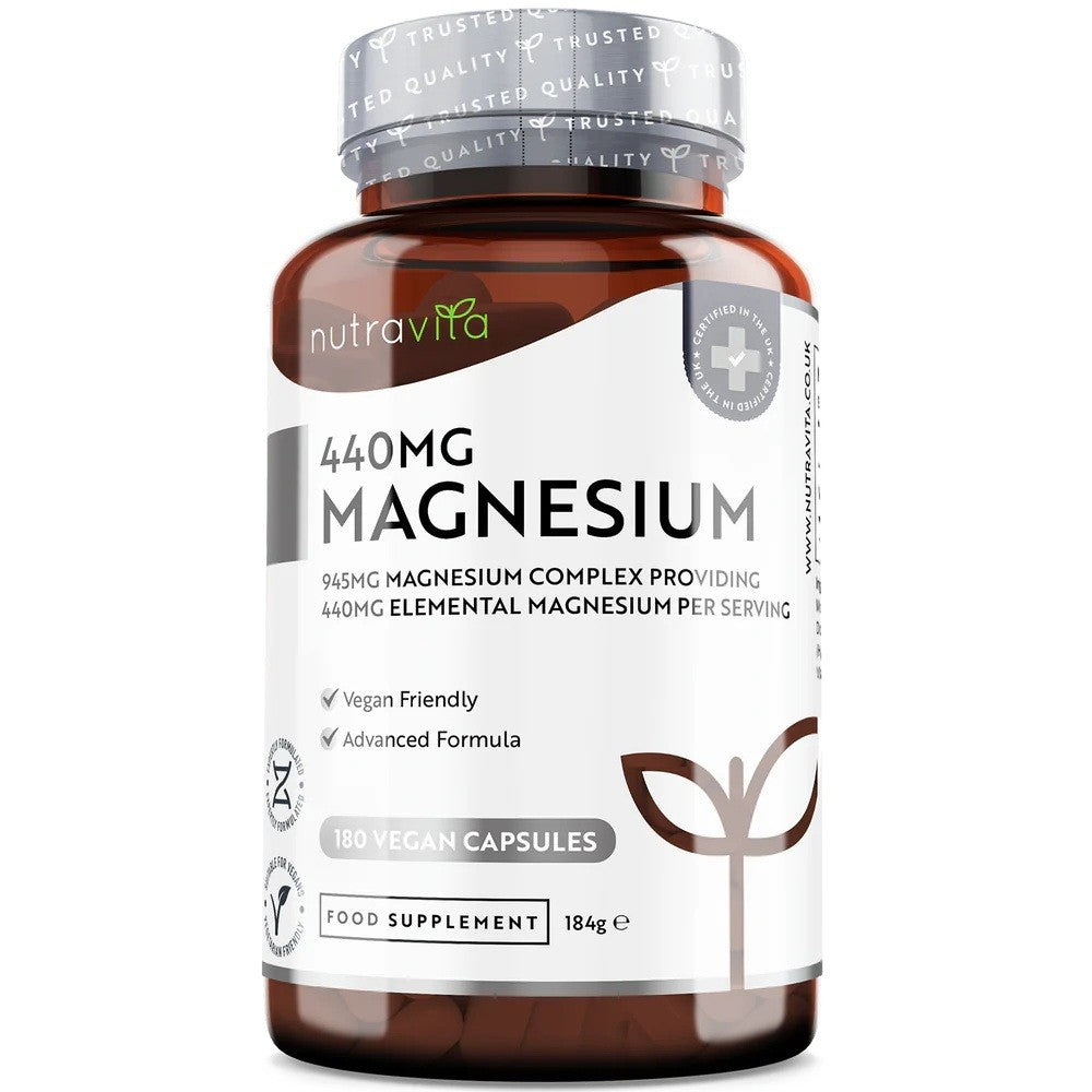 Nutravita 440 Mg Magnesium Citrate | 180 Capsules | Muscle, Nerve &amp; Bone Support